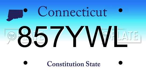 857YWL Connecticut License Plate
