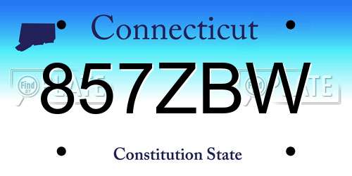 857ZBW Connecticut License Plate