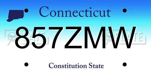 857ZMW Connecticut License Plate
