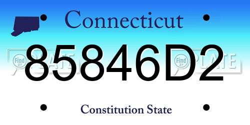 85846D2 Connecticut License Plate