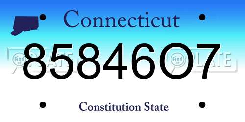 85846O7 Connecticut License Plate