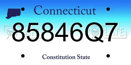 85846Q7 Connecticut License Plate