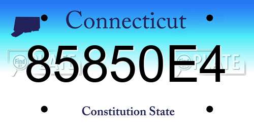 85850E4 Connecticut License Plate