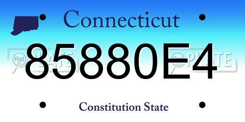 85880E4 Connecticut License Plate