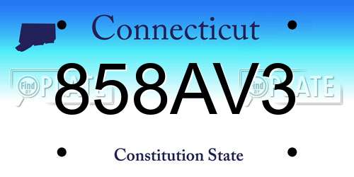 858AV3 Connecticut License Plate