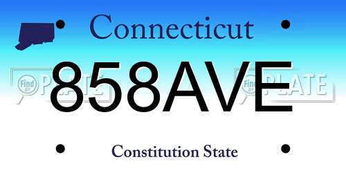 858AVE Connecticut License Plate
