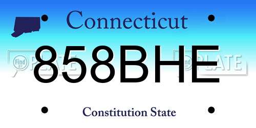 858BHE Connecticut License Plate