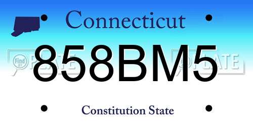 858BM5 Connecticut License Plate