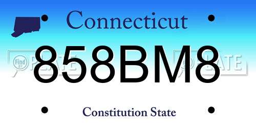 858BM8 Connecticut License Plate