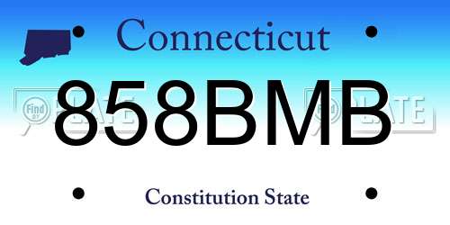 858BMB Connecticut License Plate