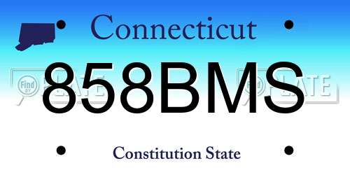 858BMS Connecticut License Plate
