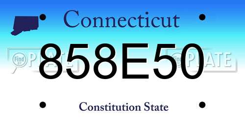 858E50 Connecticut License Plate