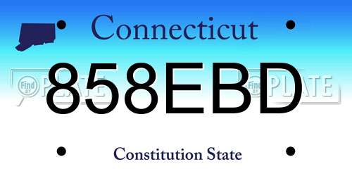 858EBD Connecticut License Plate