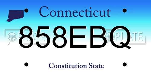 858EBQ Connecticut License Plate