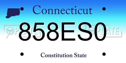 858ES0 Connecticut License Plate