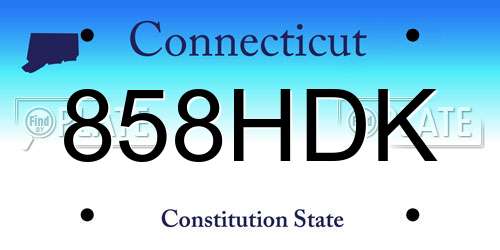 858HDK Connecticut License Plate