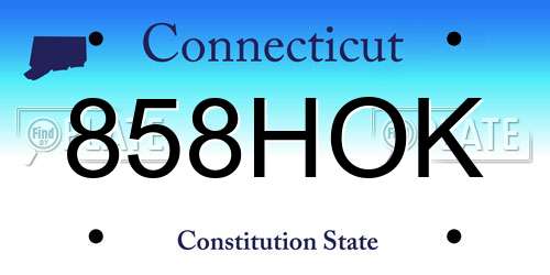 858HOK Connecticut License Plate