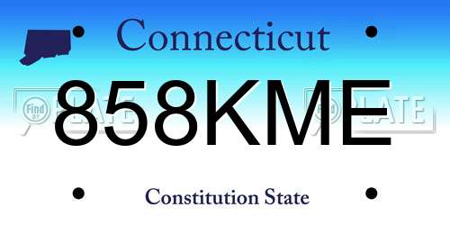 858KME Connecticut License Plate