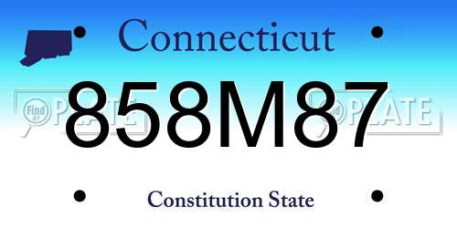 858M87 Connecticut License Plate