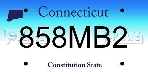 858MB2 Connecticut License Plate
