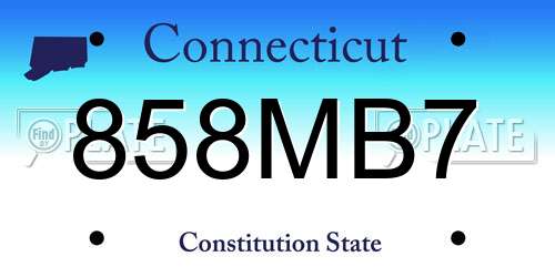 858MB7 Connecticut License Plate