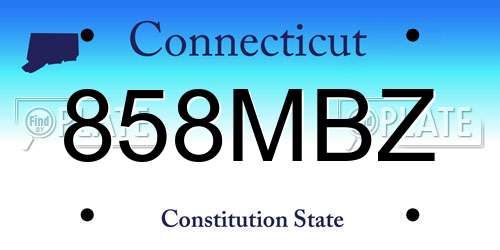 858MBZ Connecticut License Plate