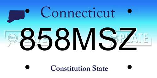 858MSZ Connecticut License Plate