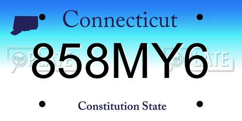 858MY6 Connecticut License Plate
