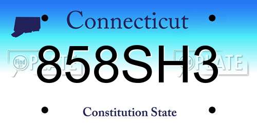 858SH3 Connecticut License Plate