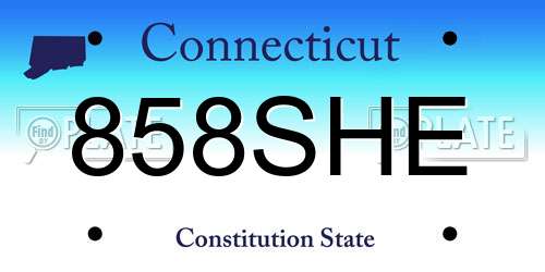 858SHE Connecticut License Plate