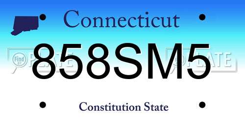 858SM5 Connecticut License Plate