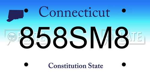 858SM8 Connecticut License Plate
