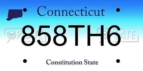 858TH6 Connecticut License Plate