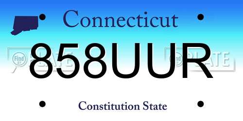 858UUR Connecticut License Plate
