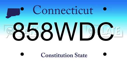 858WDC Connecticut License Plate