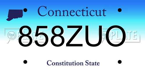 858ZUO Connecticut License Plate