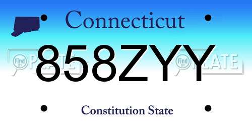 858ZYY Connecticut License Plate