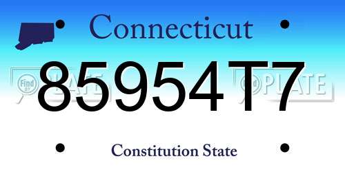85954T7 Connecticut License Plate