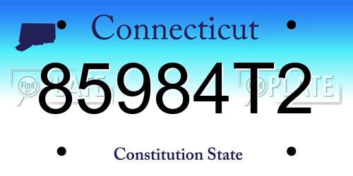 85984T2 Connecticut License Plate