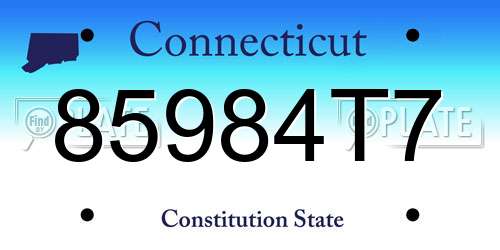 85984T7 Connecticut License Plate