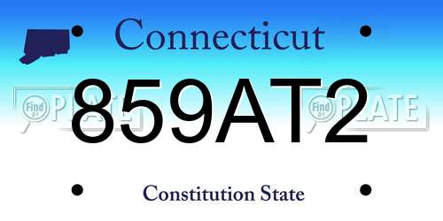 859AT2 Connecticut License Plate