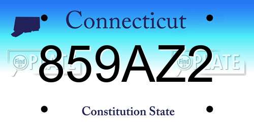 859AZ2 Connecticut License Plate
