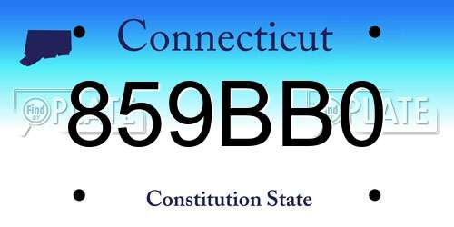 859BB0 Connecticut License Plate