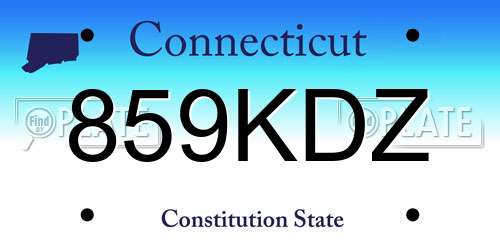 859KDZ Connecticut License Plate