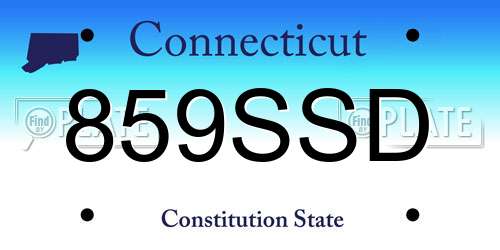 859SSD Connecticut License Plate