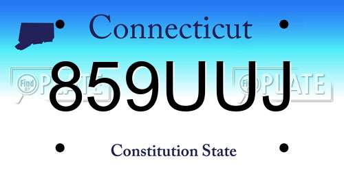 859UUJ Connecticut License Plate