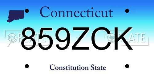 859ZCK Connecticut License Plate