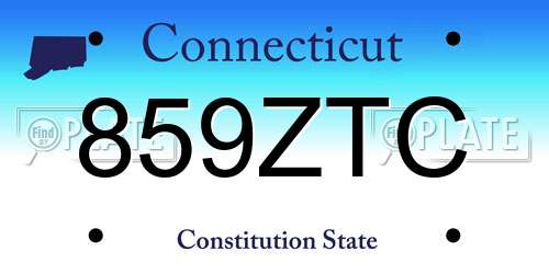 859ZTC Connecticut License Plate