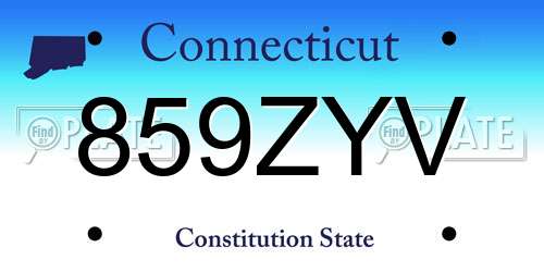 859ZYV Connecticut License Plate