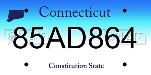 85AD864 Connecticut License Plate